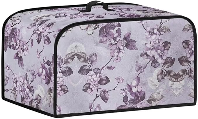 Purple Flower Slow Cooker Dust Cover Oval 6-8 Qt Dust Proof Convenient
