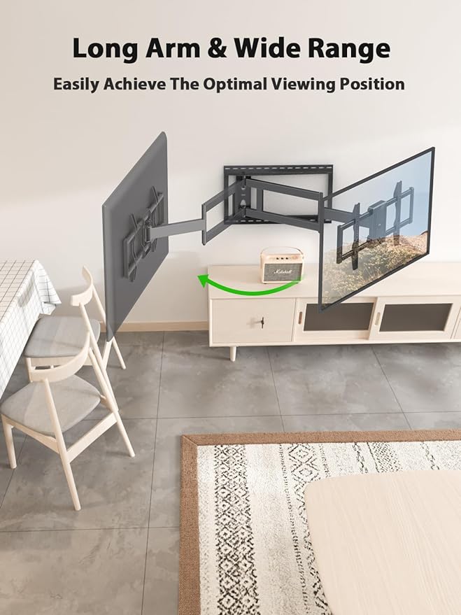 USX Mount Long Arm TV Wall Mount for Most 42-95 inch Television 40 Inch Extension Full Motion TV Mount，Wall Mount Bracket with 90°Swivel Up to 150lbs Fits 16” 18” 20” 24” Stud VESA 800x400mm