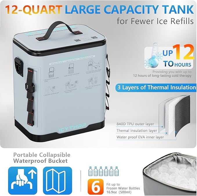 Cold Therapy Machine with Programmable Timer, Portable Ice Machine for Shoulder After Surgery, Shoulder Replacement Recovery System, Cryotherapy Pain Relief with Compression Pad