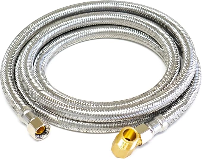 DWK6572SSE Dishwasher Installation Kit - for Whirlpool Dishwasher part Replaces W10273460 - Stainless 72" Stainless SS Fill Hose Cord and Elbow