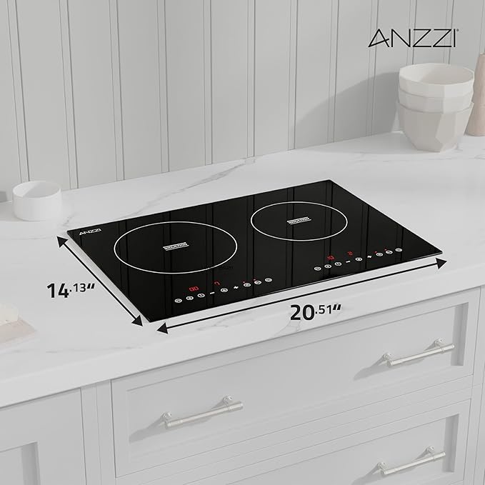 20 in. Induction Cooktop in Black with Child Safety Lock, Auto Switch Off, and 2 Zones