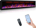 100 inch Smart Electric Fireplace, Wall Mounted Fireplace Insert for Living Room, Realistic Flame Fire w/Multicolor, Large Linear Fireplace Recessed in Wall, Black (100")
