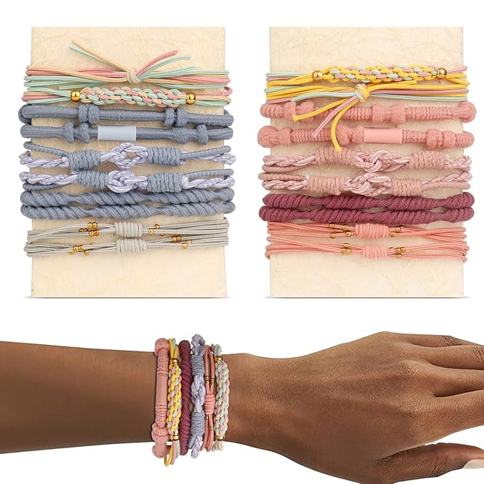 YONOY Boho Hair Tie Bracelets for Women, 20 Pcs 5 Styles Hair Elastics for Thin and Thick Hair/Pony Tails - No Damage
