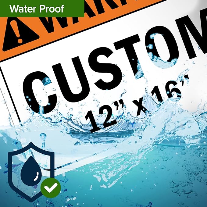 Custom warning Sign, Ansi Sign, Osha Compliant, 12x16 Inches, Post Holes, Rust Free .040 Aluminum, Fade Resistant, Indoor/Outdoor Use, Made in USA by My Sign Center
