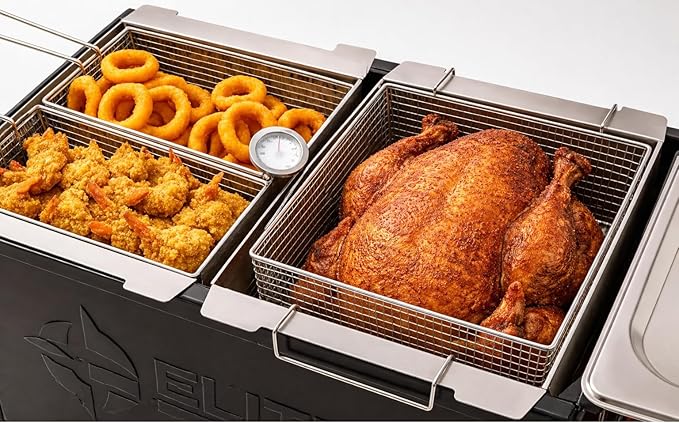 Triple Propane Deep Fryer-3 Basket Stainless Steel Cooker-Outdoor Fish Fry/Chicken-Tall Heavy Duty-Turkey Fryer Cart