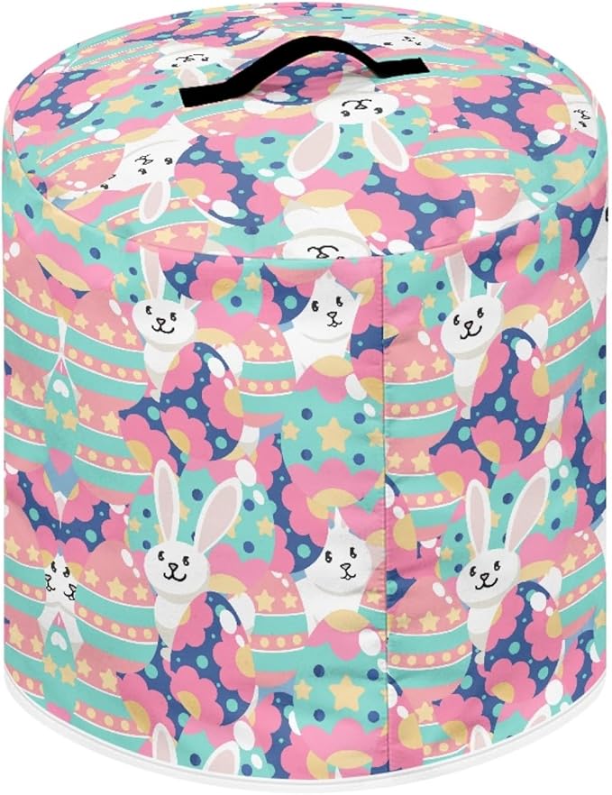 Easter Bunny Eggs Print Air Fryer Cover White Kitchen Appliance Dust Covers for Rice Cooker Air Fryer,Microwave Oven,Easter Theme 3 Quart Pressure Cooker Cover,Washable