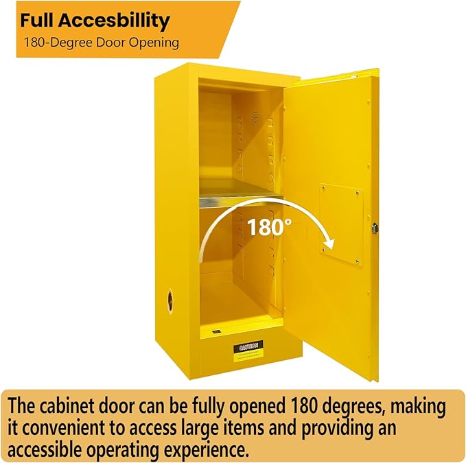 159 Gal Flammable Storage Cabinet with 3-Point Locking System, Adjustable Galvanized Shelves & Double Ventilation Metal Fire Safety Cabinet for Industrial, Laboratory, Garage Use