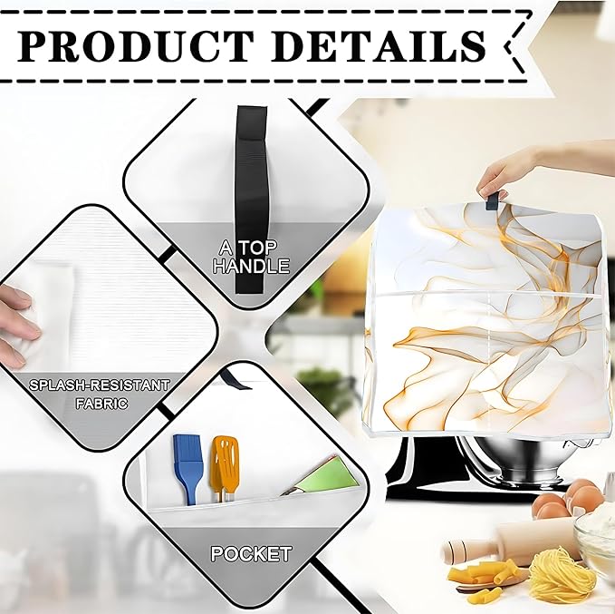 Mixer Dust Cover for 6-8 Qt Stand Mixer, Cloth Cover with 2 Storage Pockets for Stand Mixer Protective Covers Large for 6-8 Quart Mixer