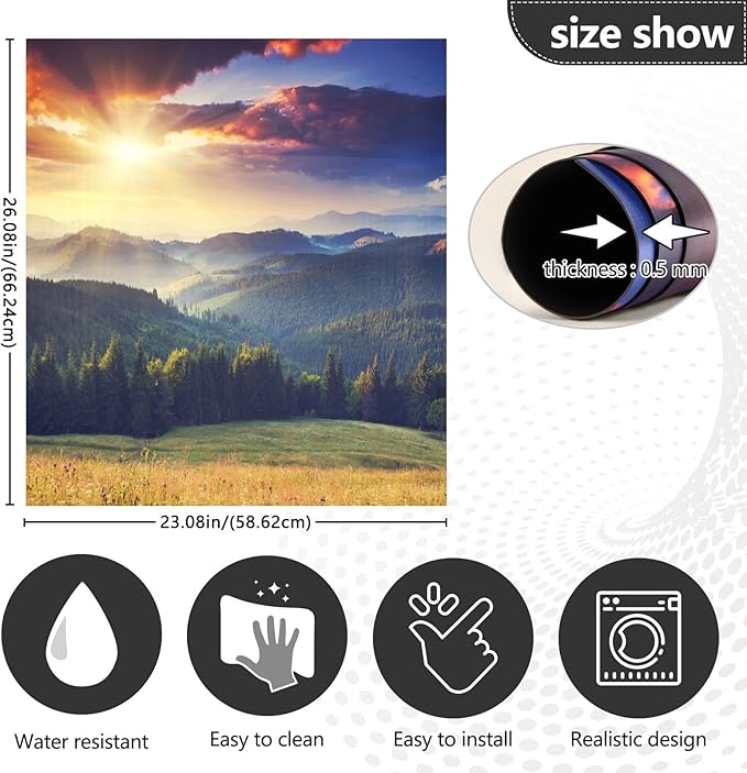 Dishwasher Cover Panel Mountains Sunset Landscape Dishwasher Magnet Cover Decorative Magnetic Refrigerator Sticker Decal Door Vinyl 23x26 in
