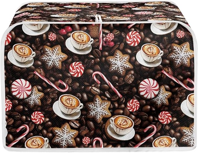 UNICEU Coffee Toaster Cover 2 Slice Coffee Candy Cookies Toaster Dust Cover Stain Resistant Oil Protection Dust Cover for Bread Maker,Washable Kitchen Small Appliance Covers with Top Handle,Size L