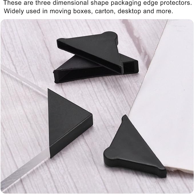 uxcell 20Pcs Plastic Corner Protectors 8x50mm Right Angle Shape Glass Corner Guards Cushion for Corner Protection of Glass, Mirror, Tile, Black