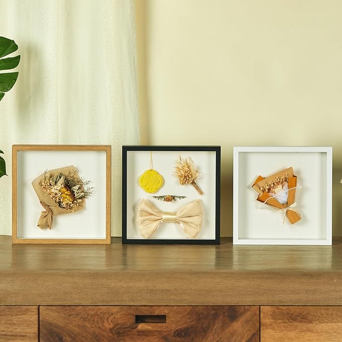 11x11 Shadow Box Display Case Picture Frame with Soft Linen Back, Deep White Shadow Box 11x11 for Flowers Medal Display Case Jersey pet Graduation Memorabilia Baby Ltems Crafts Photos