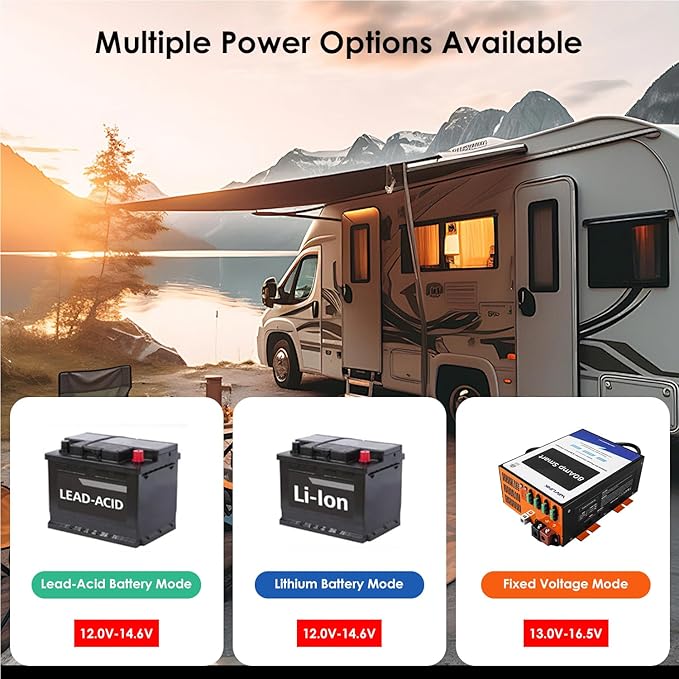 WAVLINK 80 Amp RV Power Converter, 120V AC to 12V DC Battery Charger with 3 Smart Charging Modes, 13V-16.5V Adjustable Operating Range, Multi-Stage Charging