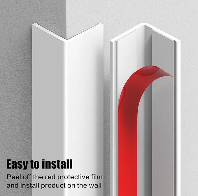 Wall Corner Protector, Walls Edge Protector，Self-Adhesive Wall Corner Guards,PVC Double Side Edge Protector， Furniture Stairs Guard (2, 2.5x120cm/0.98x47.2in)