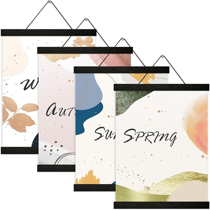 4 Pack Magnetic Poster Hanger Frame 18 inch Black- 18x24 18x12 18x28 Poster Frame for Wall Art Pictures Photos Prints Maps Diamond Art Painting