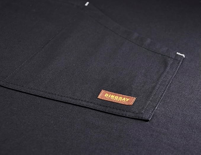 Apron with Pockets, Mens Womens Chef Bib Apron for Kitchen Cooking Grill BBQ Baking Server with Towel Loop