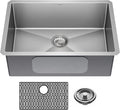 DELTA FAUCET Delta Lenta 26-inch Undermount 16 Gauge Stainless Steel Single Bowl Kitchen Sink with Accessories, 953034-26S-SS, Satin
