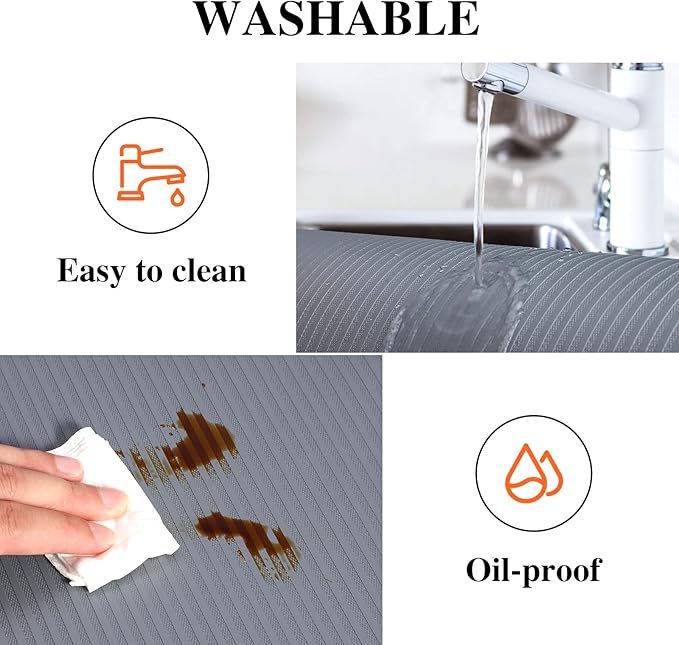Shelf Liners for Kitchen Cabinets, 12" x 120", Non Adhesive Shelf Liner, Non-Slip Kitchen Drawer Liners, Waterproof Durable Cabinet Liners for Shelves, Pantry, Dark Gray
