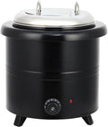 13.7QT Electric Soup Warmer Kettle - Commercial Detachable Insert Soup Pot with Adjustable Temperature, Hinged Lid & Multi-Food Use (Soup/Porridge/Dishes/Milk), Black for Restaurant/Buffet