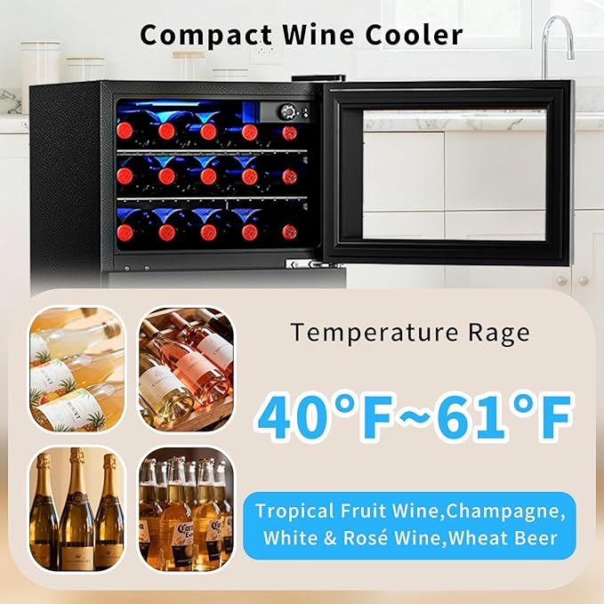 Antarctic Star 2.6 Cu. Ft. Mini Fridge with Freezer, Compact Refrigerator with Temperature Control, Reversible Door, LED Light, Energy Efficient for Home/Office/Bar/Bedroom