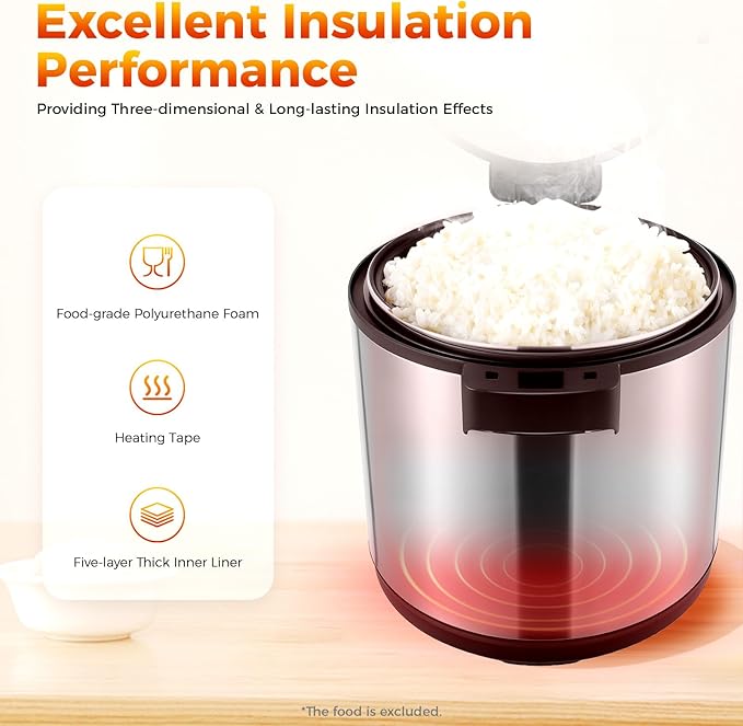 Commercial Rice Warmer, 110W Large Capacity Stainless Steel Rice Cooker Warmer with Non-Stick Pot, 19L/20QT Adjustable Temperature Soup Warmers for Parties, Festival Banquets, Catering