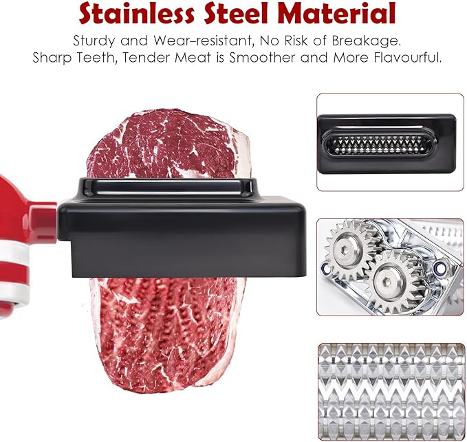 Meat Tenderizer for Kitchenaid Mixer, Meat Tenderize Attachment for Kitchenaid Stand Mixer with Stainless Gears, Black