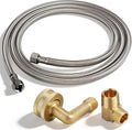 Dishwasher Installation Kit, 6 FT Braided Stainless Steel Supply Line with 3/8"x3/8"MIP Elbow, 3/8"x 3/4" FHT Elbow