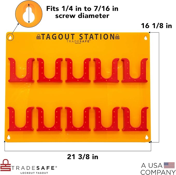 TRADESAFE Lockout Tagout Tags Station, Wall-Mountable Loto Tags Board, 10 Impact-Resistant Holders, Acrylic Lockout Tagout Board for Equipment Lock Out Tags