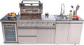 104 Inches 4-Burner 85,000 BTU Deluxe Stainless Steel Propane Gas Grill Outdoor Kitchen Island,Sink,Storage Cabinet and Beverage Refrigerator Storage&Drawers for Patio Backyard Cooking,Silver