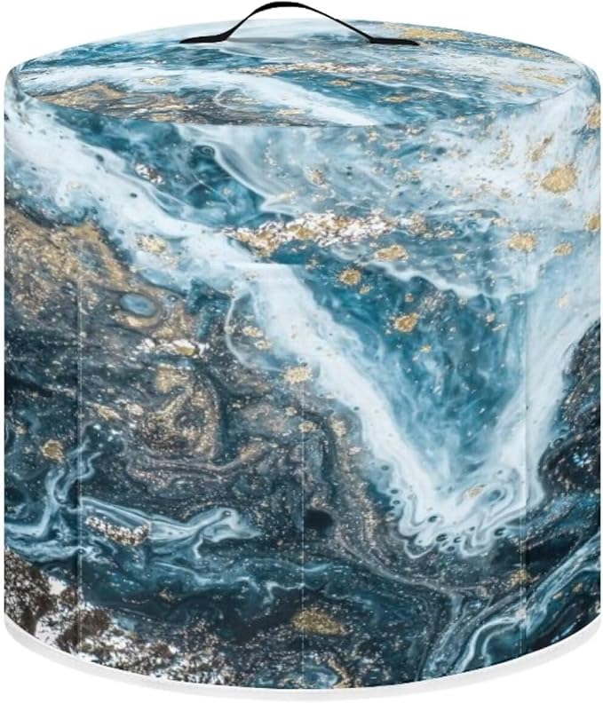 Marble Print Pressure Cooker Cover for 8 Quart Instant Pot and Air Fryer Accessories, Stain Resistant Washable Round Protective Cover Electric Appliance Cover with Front Pocket