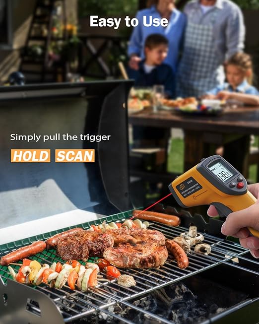 Infrared Thermometer Laser Temperature Gun, Digital Surface Heat Temp Gun Non-Contact for Cooking Food, Pizza Oven, Griddle Meat, Refrigerator, HVAC, Grill, Engine -58℉~986℉
