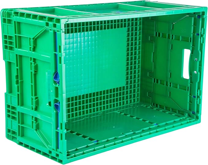Hudson Exchange 23.62 x 15.75 x 11.81" (15.2 Gallon, 3 Pack) Collapsible Straight Wall Handled Storage Container Tote, Green