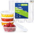 AOZITA 100 Sets 8 oz Plastic Deli Containers With Lids, Airtight Food Storage Containers, Freezer/Dishwasher/Microwave Safe, Takeout Meal Prep Storage