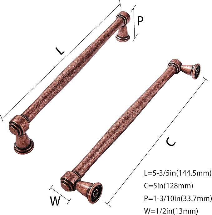 khtumeware 2 Pack 5 Inch(128mm) Antique Copper Cabinet pulls Kitchen Cabinet Handles Kitchen Cabinet Hardware for Cupboard Drawer Handles Dresser Pulls