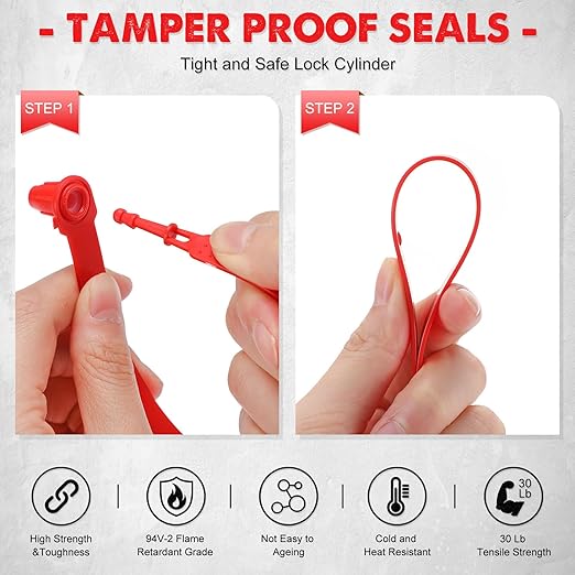 Roowest 1000 Pcs Plastic Truck Trailer Door Seals, Tamper Evident Security Tags, Numbered Safety Disposable Locks for Container Logistics Transport Package Shipping(Red)