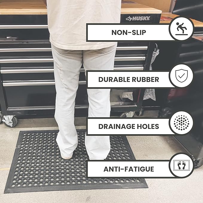 Envelor Anti Fatigue Mat 4 Pack Rubber Floor Mats Door Mat Non Slip Drainage Mat for Entryway, Kitchen, Restaurant, Garage, Heavy Duty Use Doormat, Commercial Floor Mat Industrial 24 x 36 Inches
