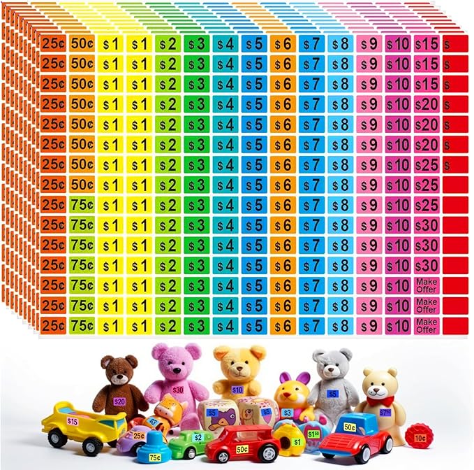 4500 Pcs Garage Sale Stickers, Yard Sale Price Stickers, Price Tag Labels Stickers for Yard Sale Supplies, Garage Sale Supplies, 1/2" X 3/4" Pricing Labels