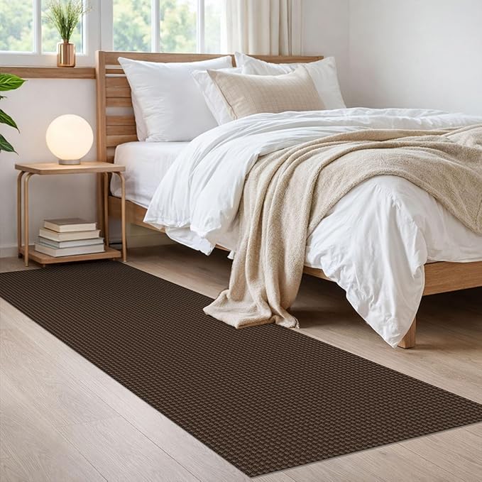 IOHOUZE Washable Runner Rug 2x6 Non Slip Runners for Hallways Entryway Runner Indoor, Kitchen Rugs Woven Cotton Floor Carpet for Kitchen Hall Entrance Bedroom, Brown