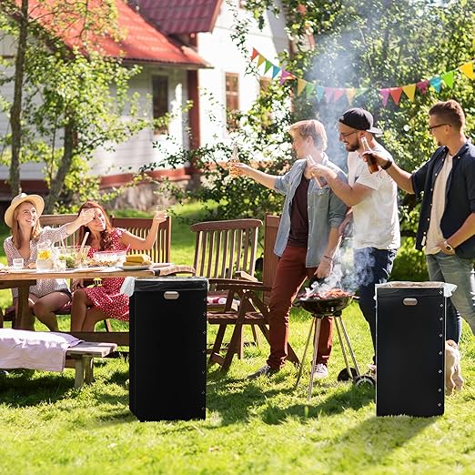 Nosiny 10 Pcs 50 Gallon Corrugated Cardboard Trash Cans for Events, Disposable and Reusable Cardboard Bin Bulk with Trash Bag, Recycling Pop-up Garbage Box, Foldable Waste Container for Party (Black)