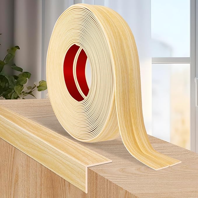 Flexible Wall Corner Protector Moulding Trim Peel and Stick Wall Corner Guards Edge Protector Self Adhesive Molding Trim Strip for Edge Ceiling (Original Wood Grain, 0.8 in x 20 Ft)