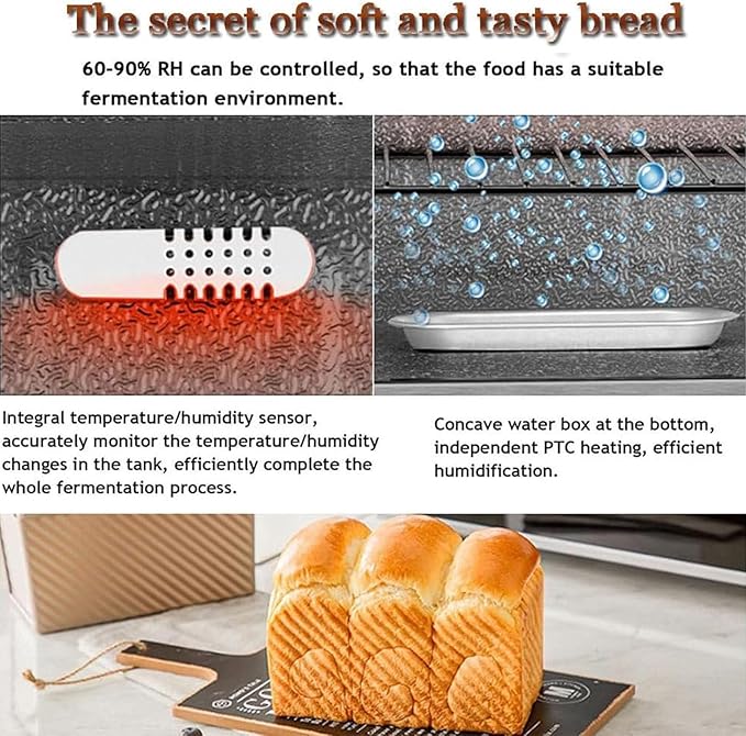 Commercial Electric Dough Proofer 40L Capacity,Stainless Steel Bread Fermentation Cabinet with Adjustable Temp Humidity Control,for Bakery,Pizza Dough,Pastry Proofing