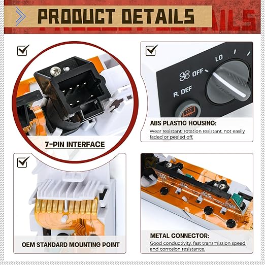 599-006 Heater Climate Control Panel Module A/C Climate Control Module with Rear Window Defogger Switch Compatible with Chevy Suburban Tahoe GMC Yukon 1996-2000 9378805 15-72547