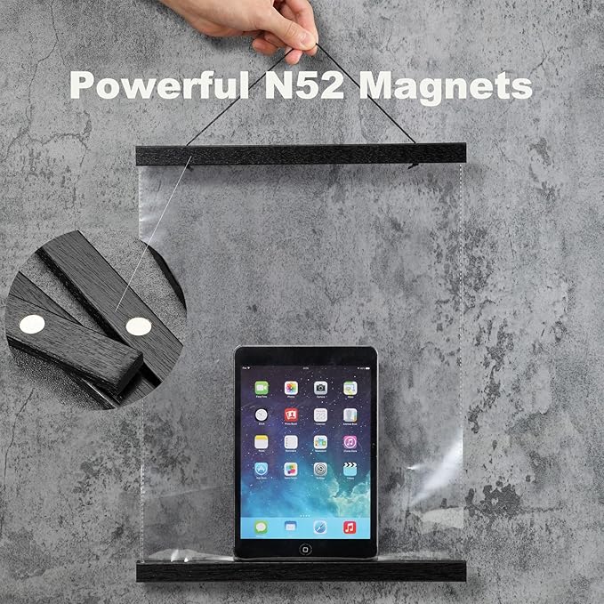 FALAMON 2 Pack Magnetic Poster Hanger Frame, 14x22 14x20 14x24 Magnet Poster Frame Hangers for Hanging Posters, Prints, Photos, Pictures, Maps, Scrolls, and Canvas Artwork (Black, 14")