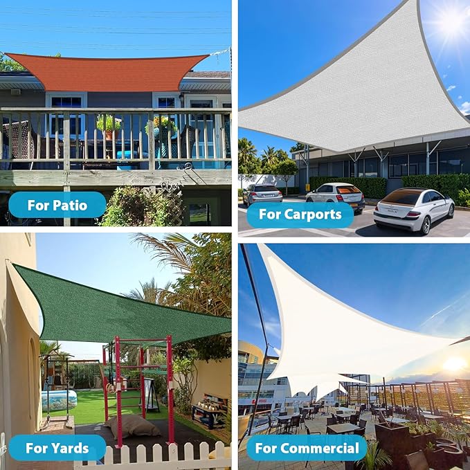 Amagenix Sun Shade Sail 6X14 Curved Edge Outdoor Shade Canopy White Breathable 95% UV Block Shade Cloth for Patio Garden Backyard (We Make Custom Size)