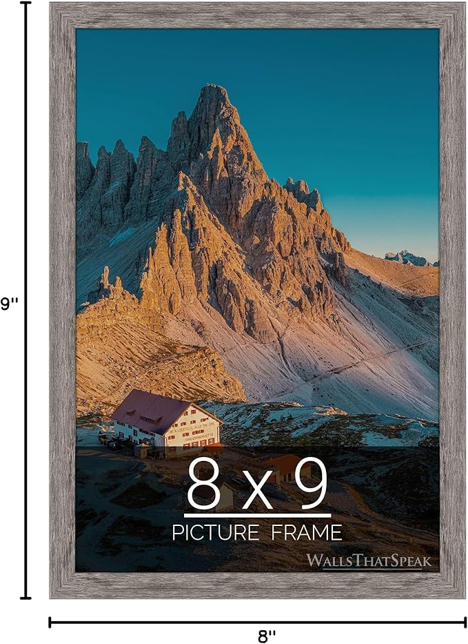 wallsthatspeak 8x9 Gray Barnwood Picture Frame for Puzzles Posters Photos or Artwork