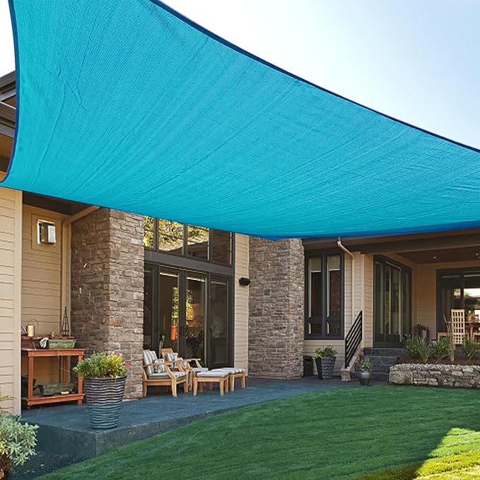 LOVE STORY Custom Size 10' x 10' Turquoise Blue Sun Shade Sail Canopy Commercial Rectangle Sail Shade Fabric for Patio Garden Backyard Pool (Customized)