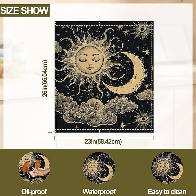 Dishwasher Magnet Cover,Moon Sun Dishwasher Cover Magnetic Cloud Astrology Home Appliances Refrigerator Decorative 23" x 26"