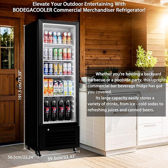 BODEGACOOLER Commercial Beverage Refrigerator and Cooler, 11.5 Cu.Ft Commercial Refrigerators Glass Door Fridge for Bar, drink, Commercial Merchandiser Refrigerator with 312 cans & 192 bottles.