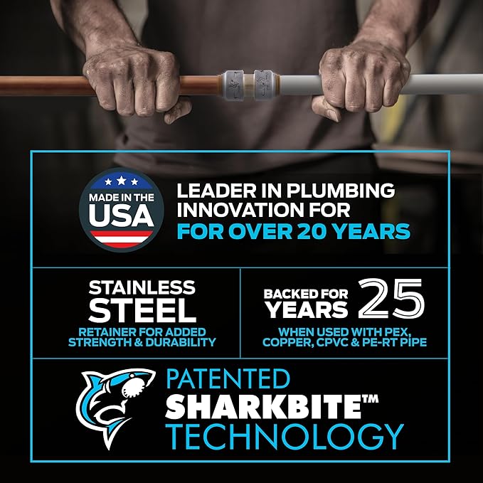 SharkBite Max 1/2 Inch Coupling, Made in the USA, Pack of 12, Push to Connect Brass Plumbing Fitting, UR008