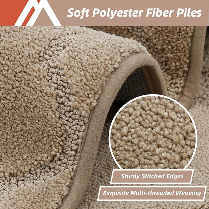 COSY HOMEER Soft Kitchen Floor Mats for in Front of Sink Super Absorbent Kitchen Rugs and Mats 20"x79" Non-Skid Kitchen Mat Standing Mat Washable,Polyester,Beige